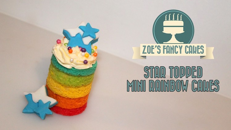 Rainbow cake tutorial mini rainbow cakes with star toppers colored sponge ingredients
