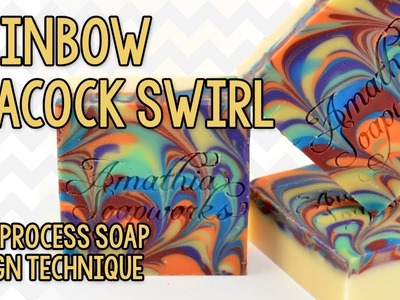 Rainbow Peacock Swirl Soap for the June Soap Challenge Club by Amathia Soapworks