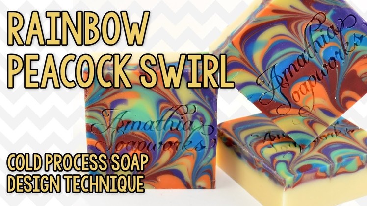 Rainbow Peacock Swirl Soap for the June Soap Challenge Club by Amathia Soapworks
