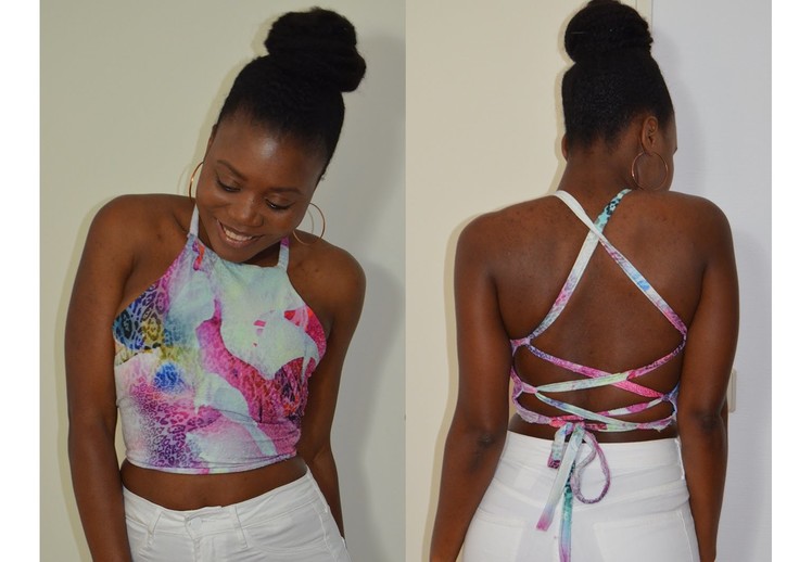 DIY Laced Back  Halter Top ( Easy Sewing)