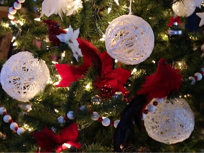 DIY String Art Glitter Ball Ornaments