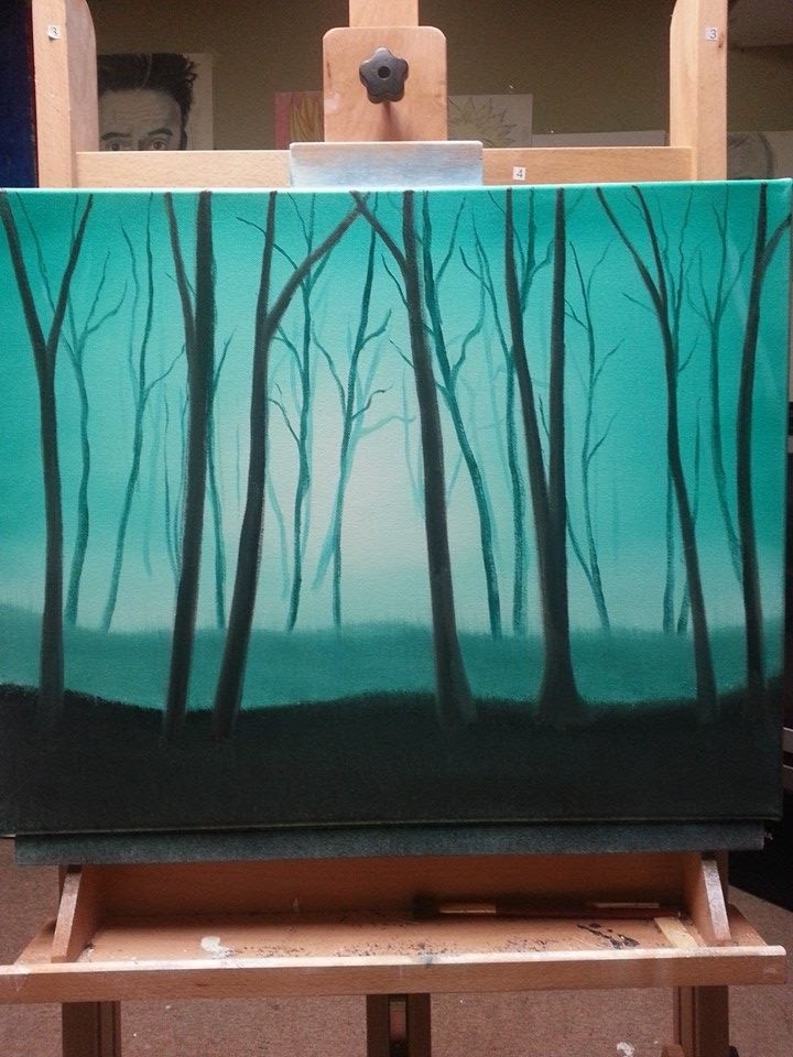 Easy oil painting for beginners misty forest wet on wet