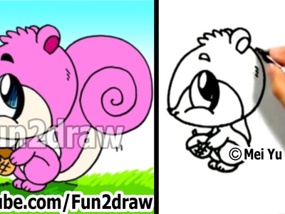 How to Draw a Cartoon Squirrel in 2 min - Drawing Step by Step Cute Art - Fun2draw