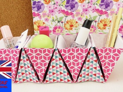 Origami Basket Organizer DIY – Improve your desk – Store for make up pens lotions
