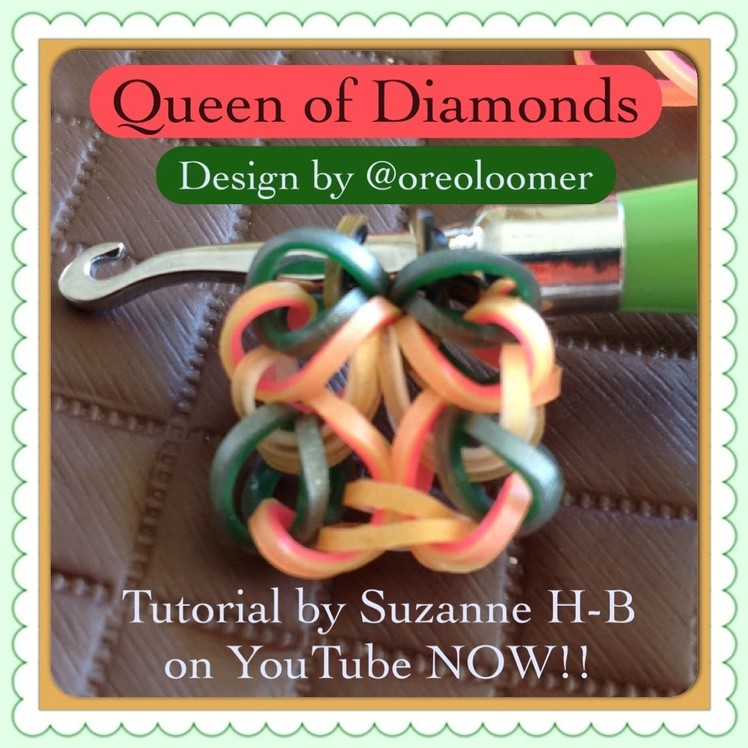 Queen of Diamonds bracelet tutorial (hook only) rainbow loom bands