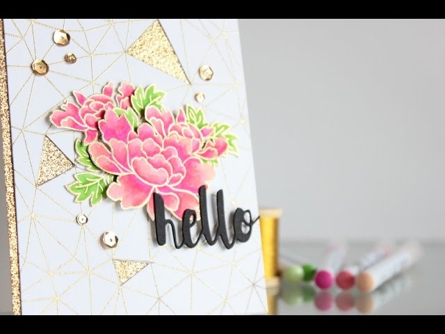 Gold embossing and coloring with Zig Clean Color markers