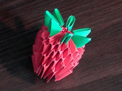3D origami strawberry tutorial (instruction) for beginners