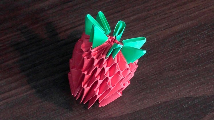 3D origami strawberry tutorial (instruction) for beginners