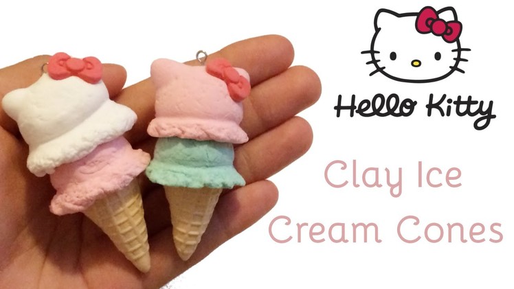 Hello Kitty Ice Cream Cones | Air Dry Clay Tutorial