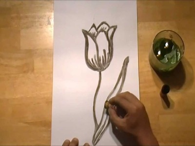 How to draw a tulip flower with a wine corks