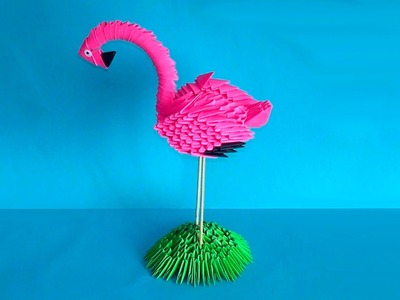 How to make 3D origami bird flamingo master class (tutorial)