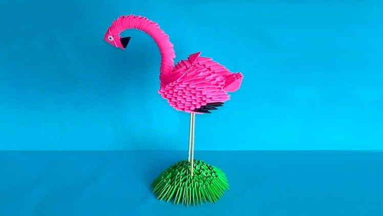 How to make 3D origami bird flamingo master class (tutorial)