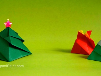 Origami Christmas tree Box -3 Variations : : Caja Remolino