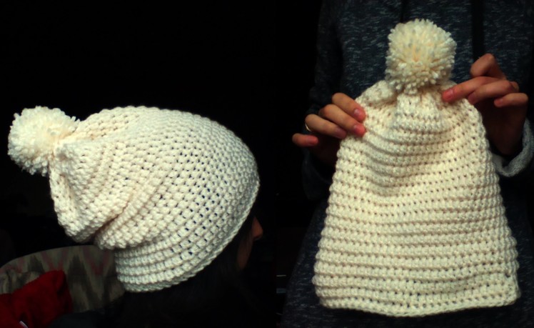 Crochet white slouchy hat