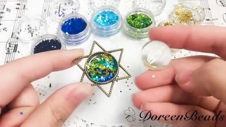 Doreenbeads Jewelry Making Tutorial - How to DIY Glittered  Hexagram Brooch