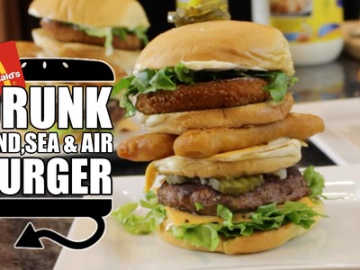DRUNK Land Sea & Air Burger McDonald's Secret Menu Recipe Remake  |  HellthyJunkFood