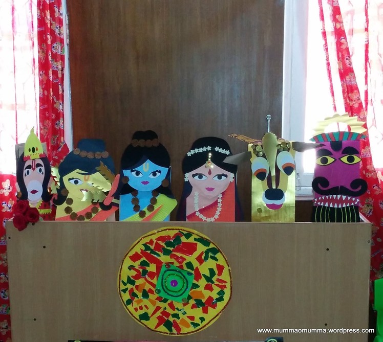 Fun Diwali Craft-1 Making a portable Rangoli and Hand Puppets