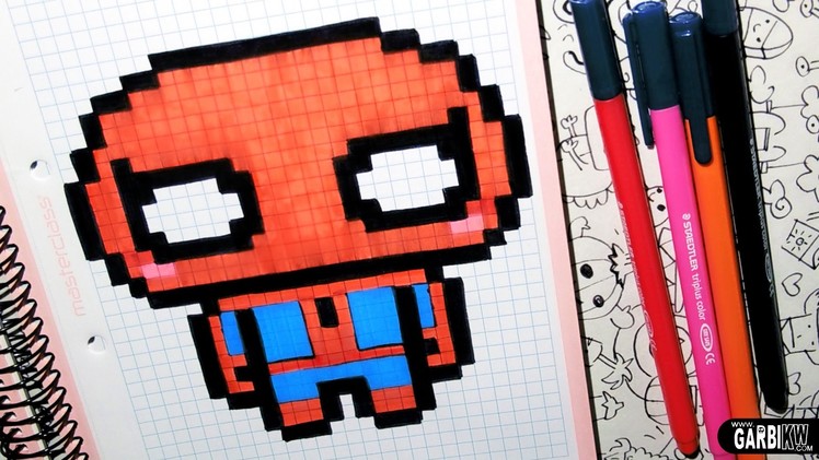 Handmade Pixel Art - How To Draw a Cute Spider-man by Garbi KW