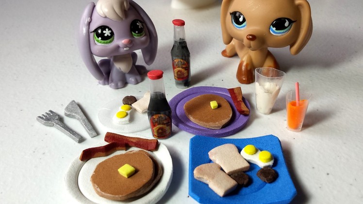 How to Make LPS Food - Breakfast Pancakes, Syrup Bottle, & More: Doll DIY