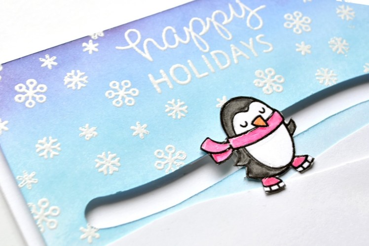 Lawn Fawn Winter Penguin Slider Card