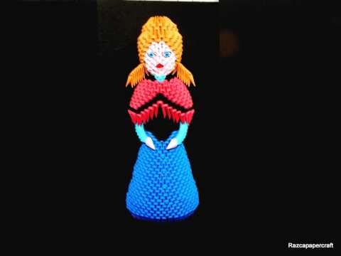 3D origami Frozen  characters . ( 3d origami Elsa , Anna and Olaf)