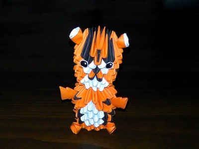 3D origami tiger (baby tiger) assembly diagram (Tutorial, instructions)