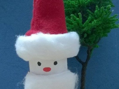DIY Christmas Ornaments - Santa Claus Craft Using Recycled Toilet Paper Rolls