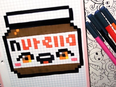 Handmade Pixel Art - How To Draw a Kawaii Nutella by Garbi KW
