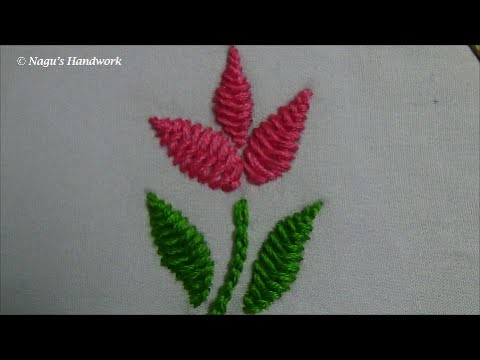 Herringbone Stitch(Filling Flower&Leaf)-Chain Stitch-Hand Embroidery Tutorials By Nagu's Handwork