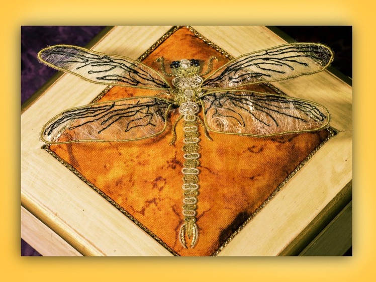 How to embroider a goldwork silver and gold dragonfly