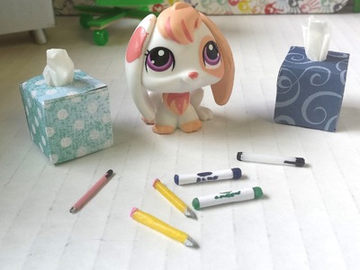 How to Make School Supplies - Tissue Box, Pens, Pencils, & Markers: LPS Doll DIY