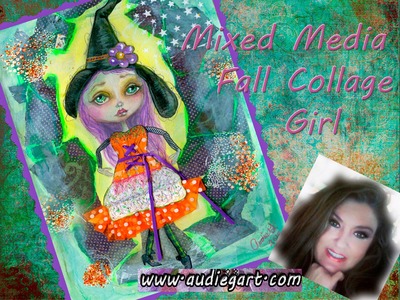 #LoveFallArt - Painting Tutorial ~  Mixed Media Collage Pastel Fall - Autumn Art Girl