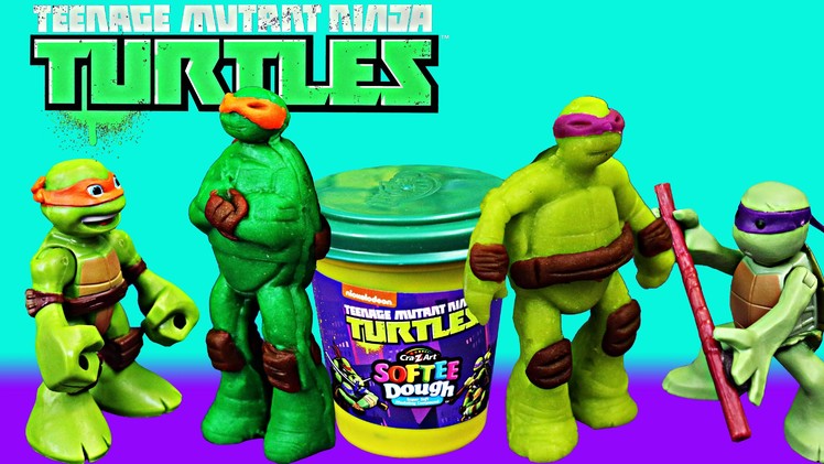 TMNT Play Doh and Ninja Turtles Softee Dough with Leonardo Toy DIY Review Clones of Mikey and Donnie
