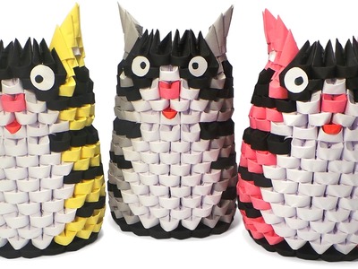 3D Origami Striped Cats Tutorial