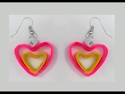 Heart shape quilling earrings making tutorials | quilling papers earring