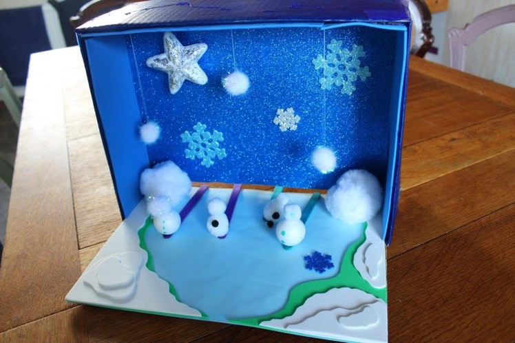 Make your own Ice Skating Snowman Theatre Scene - craft for kids