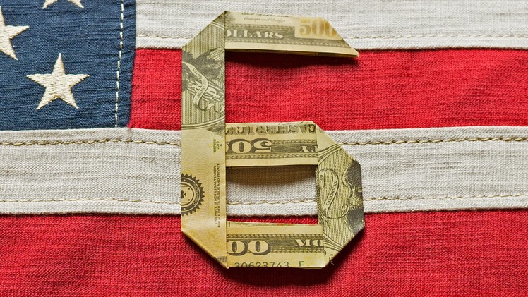 No. 6 Dollar Bill Origami - Number six as a money gift - Tutorial 6.10