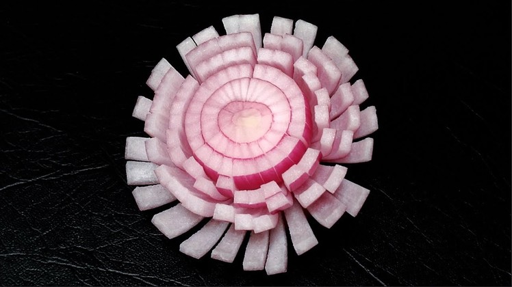 Simple Red Onion Chrysanthemum Flower - Beginners 59 By Mutita Art Of Thai Fruit Vegetable Carving