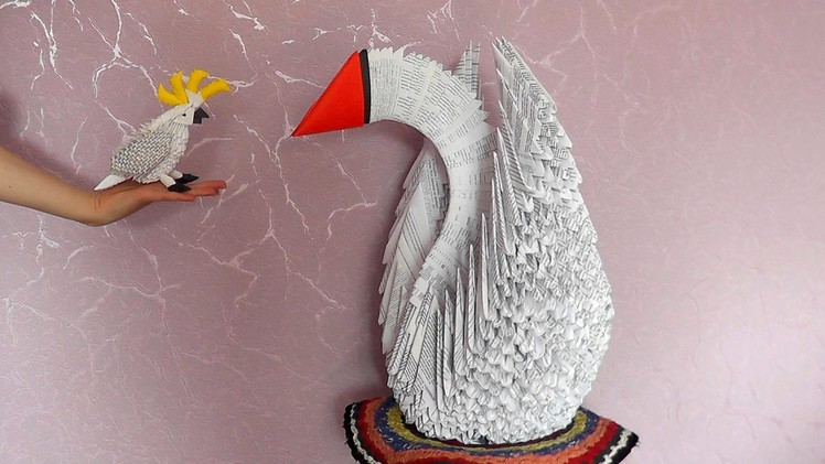3D origami giant (big) swan tutorial variant 2