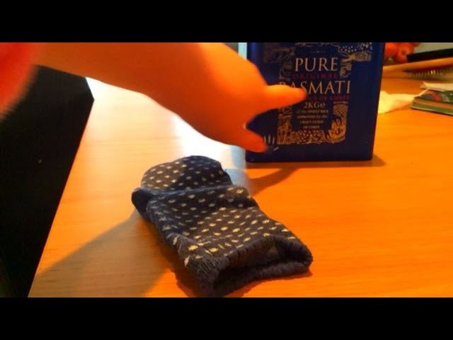 DIY hand warmer with a sock and rice