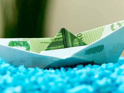 How to fold a money origami ship, easy DIY tutorial