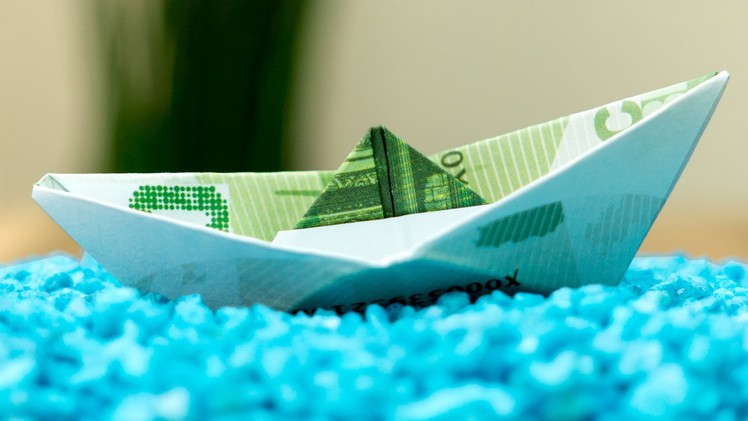 How to fold a money origami ship, easy DIY tutorial