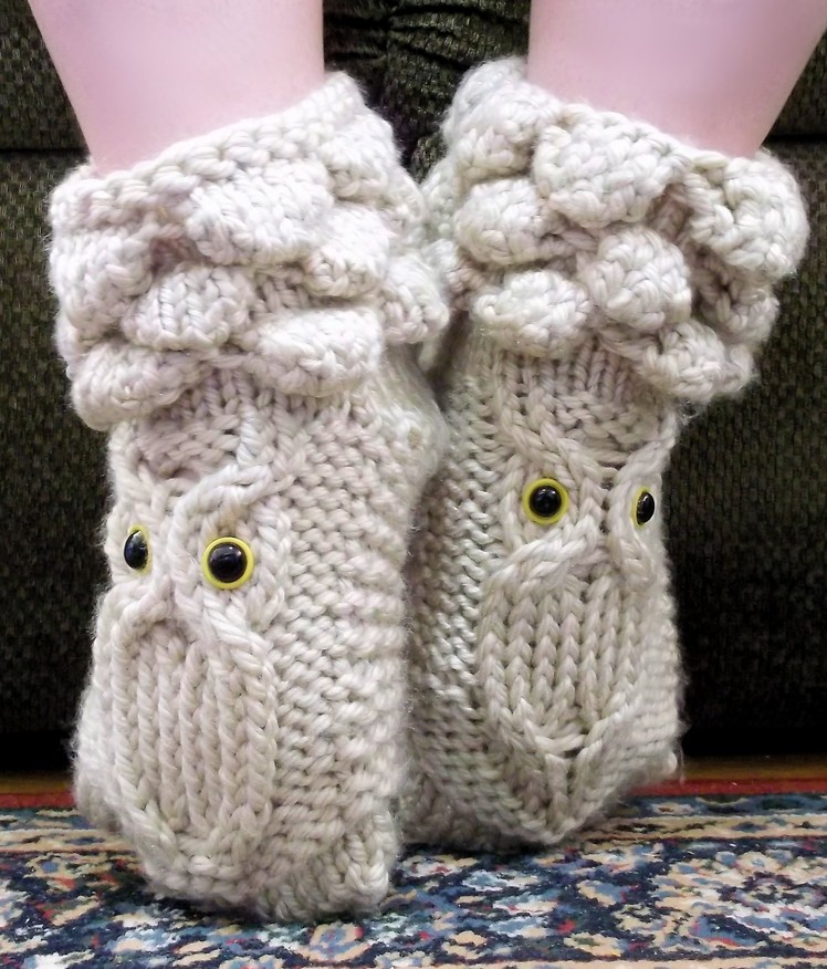 How to Loom Knit Owl Booties