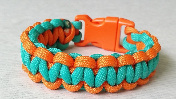 How to make Cobra Weave (Solomon Bar)two color paracord bracelet
