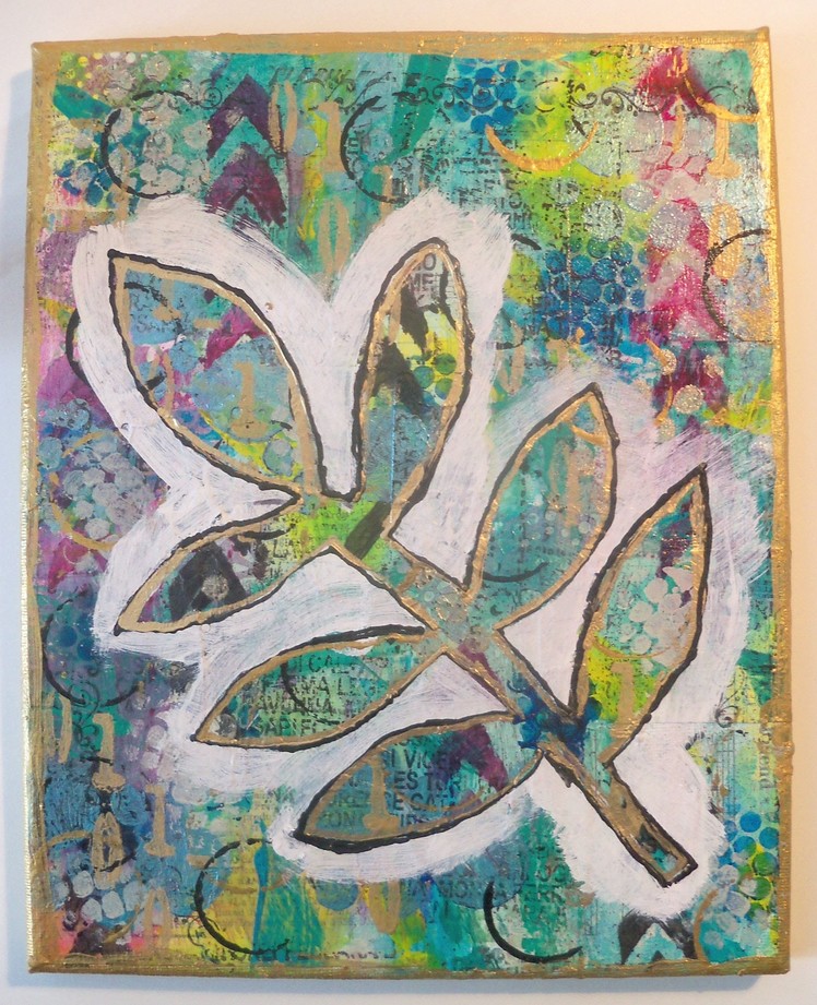#lovefallart. how to make a mixed media art Canvas - The Leaf. tutorial