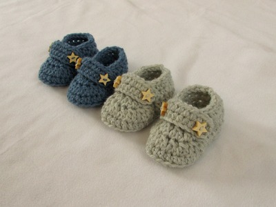 VERY EASY crochet baby boy booties. shoes. loafers. slippers tutorial