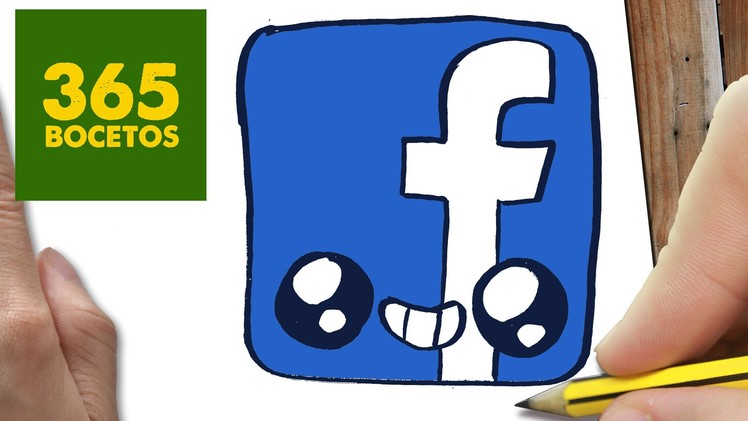 COMO DIBUJAR LOGO FACEBOOK KAWAII PASO A PASO - Dibujos kawaii faciles - How to draw a Logo Facebook