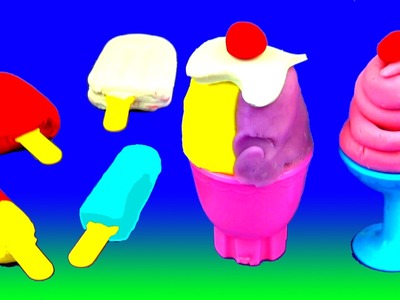 Play Dough Popsicles DIY Ice Cream Set Ice Blocks Ice Pops Sundae Doh Desserts Playdough FluffyJet