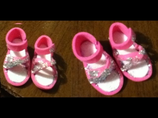 Tutorial como hacer unas sandalias o zapatos para tus muñecas. How to make doll sandals foami