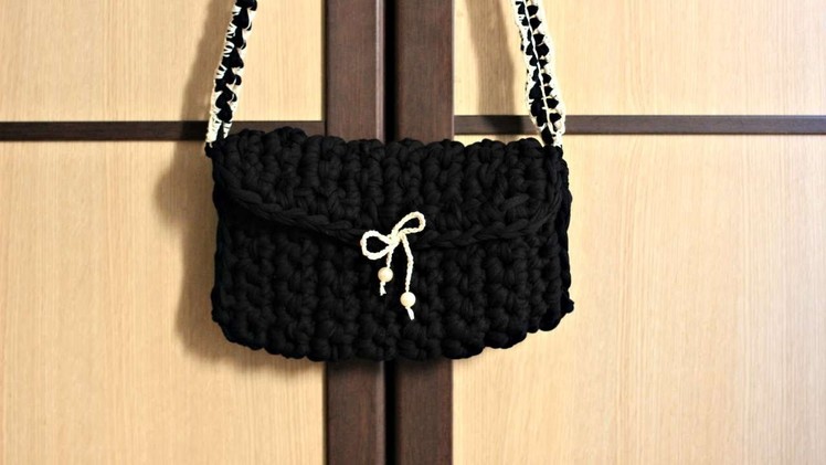 How To Crochet A Shoulder Bag With Black Fabric Yarn - DIY Crafts Tutorial - Guidecentral